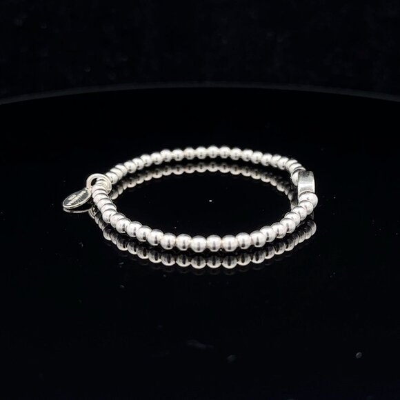 925 Sterling Silver Beaded Stretch Stacking Bracelet Minimalist Friends - Picture 5 of 6